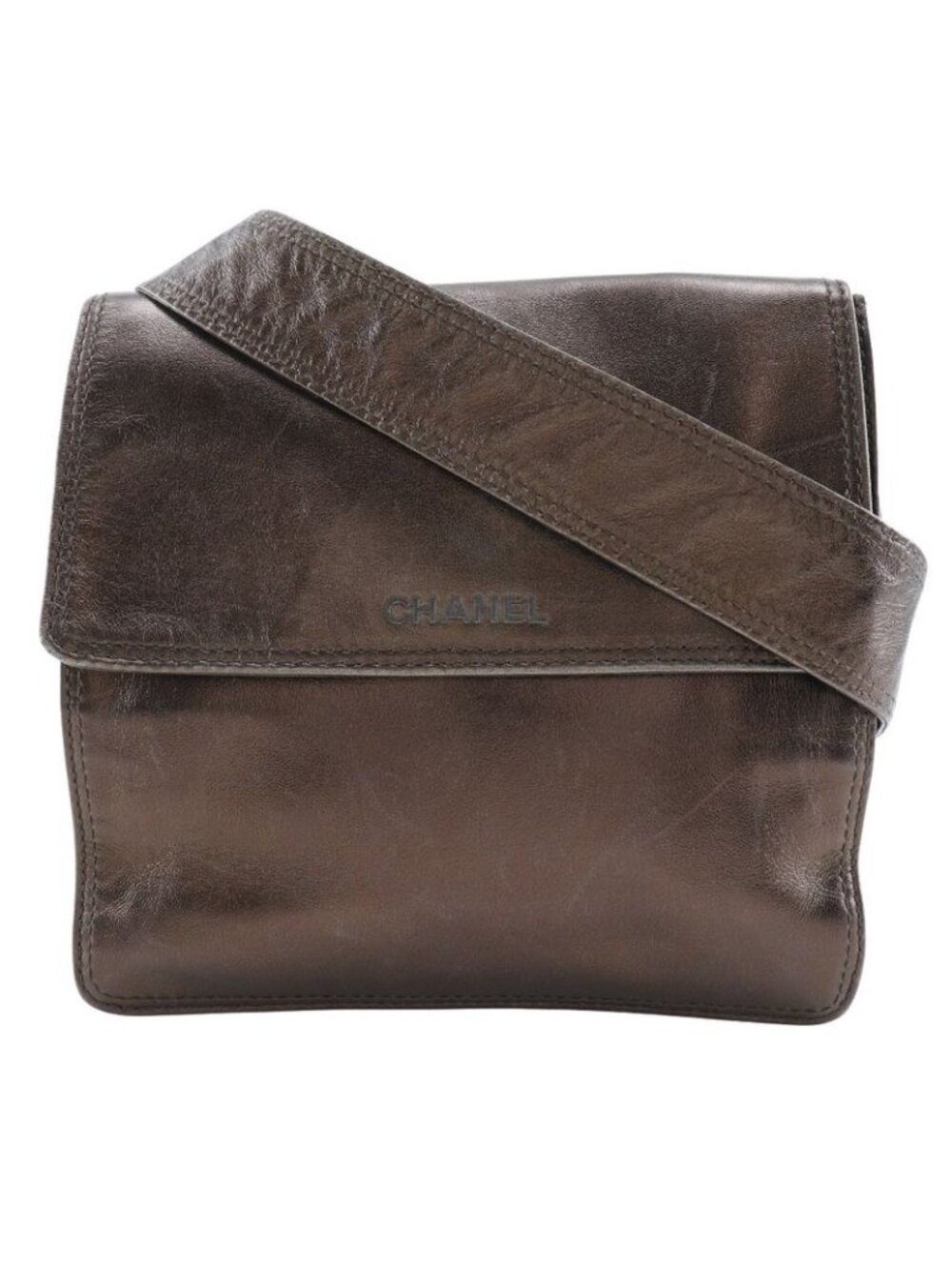 Chanel One Shoulder Calf Bronze Bag
